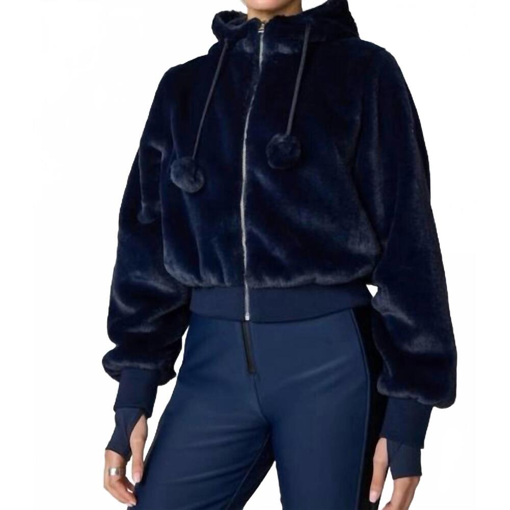 NEW MPG SPORT plush bomber jacket in navy blazer